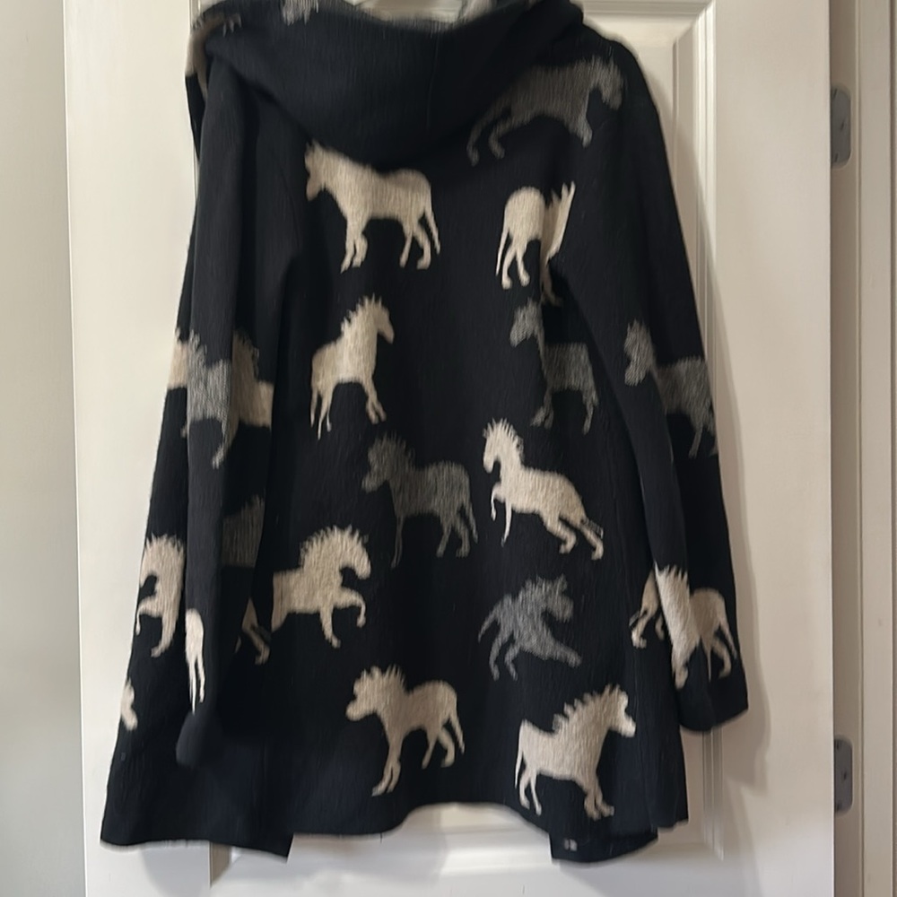 Anthropologie Field Flower Sedona Horse Lambswool Cardigan Hoodie - Picture 4 of 7